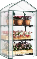 WOLTU Gewächshaus, Foliengewächshaus für Balkon Garten Terrasse, Tomatengewächshaus mit 3 Ablagen Tür, Winterfest stabil platzsparend, 69 x 125 x 49 cm, Weiß - Thumbnail 1