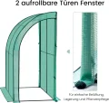 WOLTU Folien-Gewächshaus mit schräger Konstruktion, Tomatengewächshaus, reissfeste PE-Plane mit Rolltor, wandnahe Konstruktion für mehr Stabilität, 200x210x100 cm, Winterfest Grün - Thumbnail 2
