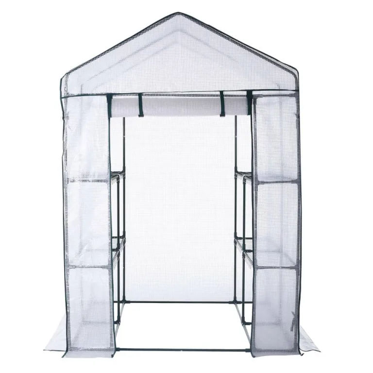 HI Gewächshaus mit 8 Ablagen 140x140x200 cm Transparent – Bild 3
