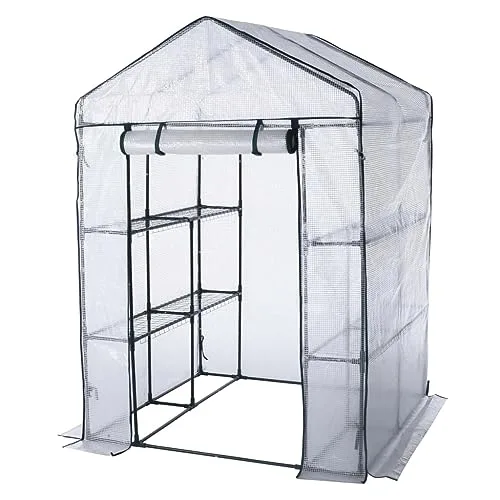 HI Gewächshaus mit 8 Ablagen 140x140x200 cm Transparent – Bild 4