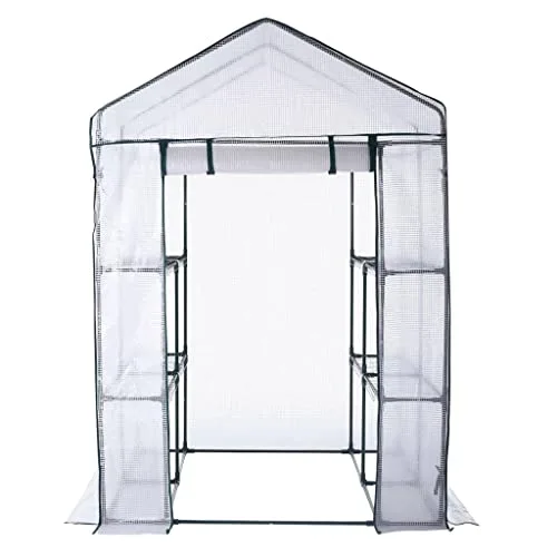 HI Gewächshaus mit 8 Ablagen 140x140x200 cm Transparent – Bild 6