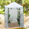 HI Gewächshaus mit 8 Ablagen 140x140x200 cm Transparent - Thumbnail 2