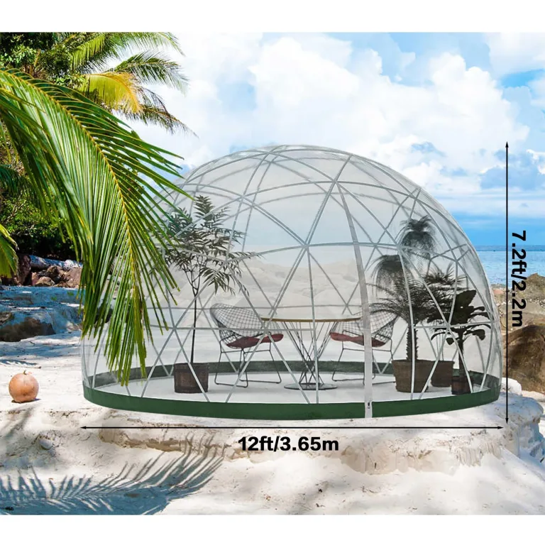 Gewächshaus Gartenkuppel Iglu, 3,6 x 2,2 m PVC-Kuppelzelte, wetterfestes Gewächshaus, Gartenblasenzelt mit 2 x 10 m Lichterketten, transparentes Gartenkuppelhaus für den Außenbereich, Partys – Bild 2