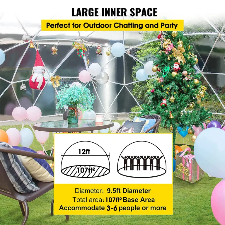 Gewächshaus Gartenkuppel Iglu, 3,6 x 2,2 m PVC-Kuppelzelte, wetterfestes Gewächshaus, Gartenblasenzelt mit 2 x 10 m Lichterketten, transparentes Gartenkuppelhaus für den Außenbereich, Partys – Bild 6