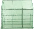 Begehbares Gewächshaus mit 12 Regalen Foliengewächshaus Tomatengewächshaus Anlehngewächshaus Treibhaus Tomatenhaus Pflanzenhaus Folienzelt Garten Terrasse Stahl 143 x 214 x 196 cm - Thumbnail 5