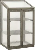 Gewächshaus Anlehngewächshaus Treibhaus Pflanzenhaus Aufzuchtschrank Frühbeetschrank Aufzuchtschrank Pflanzenhaus für Pflanzen 60x45x100 cm Tannenholz - Thumbnail 1