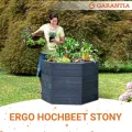 Garantia Ergo Hochbeet Stony L 75 - ergonomisches Hochbeet - Kunststoff sechseckig anthrazit - für Garten Gemüsebeet Kräuterbeet Pflanzenbeet - dekorative Steinoptik wetterfest modular steckbar - Thumbnail 9