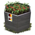 Garantia Ergo Hochbeet Stony L 75 - ergonomisches Hochbeet - Kunststoff sechseckig anthrazit - für Garten Gemüsebeet Kräuterbeet Pflanzenbeet - dekorative Steinoptik wetterfest modular steckbar - Thumbnail 1