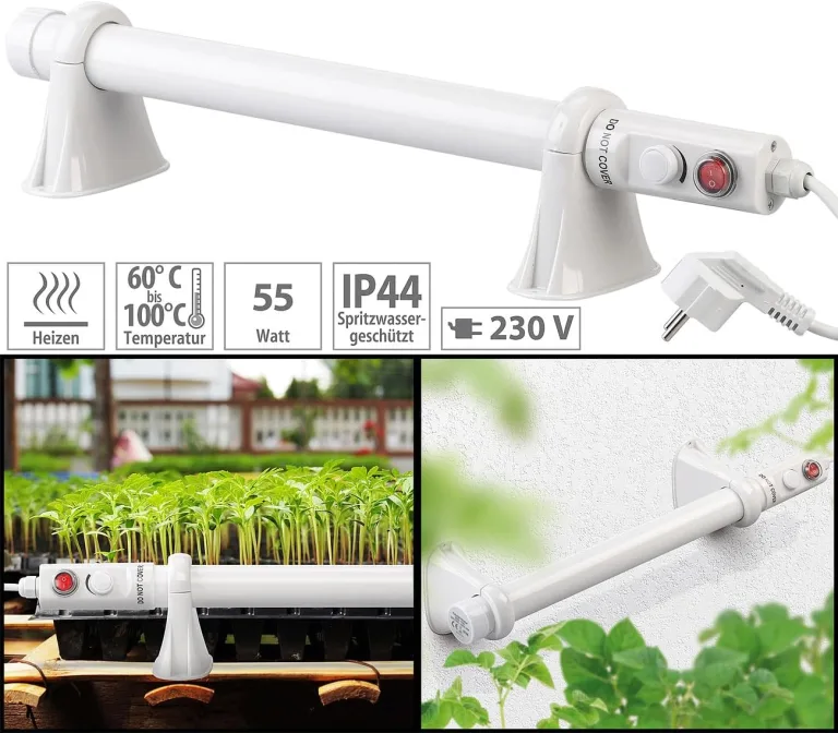 Royal Gardineer Heizung Gewächshaus: Elektrische Stabheizung für Gewächshäuser, 55 Watt, 51 cm, IP44 (Heizstäbe, Bodenheizung, Heizlüfter) – Bild 11