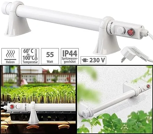 Royal Gardineer Heizung Gewächshaus: Elektrische Stabheizung für Gewächshäuser, 55 Watt, 51 cm, IP44 (Heizstäbe, Bodenheizung, Heizlüfter) – Bild 4