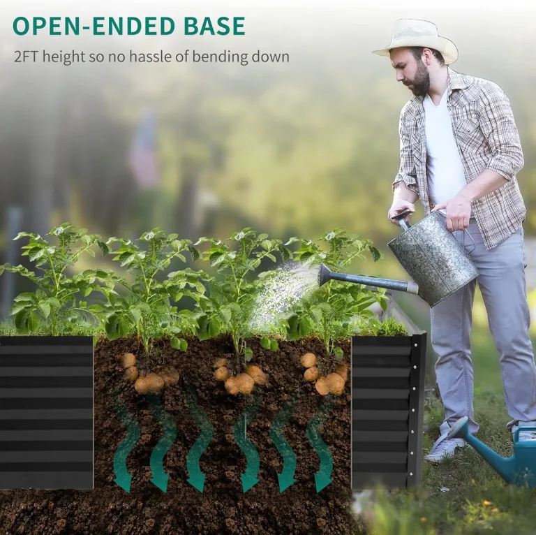 YITAHOME Outdoor Hochbeet Metall 240x120x60cm, Hochbeete-Kit aus Verdicktem Zink-Aluminium-Magnesium-Edelstahl-Metall Hochbeete für Garten mit Sicherheitsgummi für Gemüse, Blumen und Früchte (Schwarz) – Bild 9