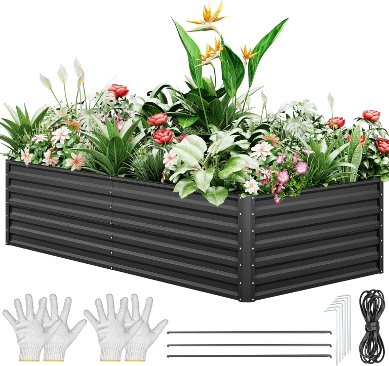 YITAHOME Outdoor Hochbeet Metall 240x120x60cm, Hochbeete-Kit aus Verdicktem Zink-Aluminium-Magnesium-Edelstahl-Metall Hochbeete für Garten mit Sicherheitsgummi für Gemüse, Blumen und Früchte (Schwarz) – Bild 1