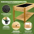 Premium Hochbeet aus Holz mit Rollen für Balkon 122x59x81,5cm perfektes Hochbeet für Kinder oder als Kräuterbeet für die Terrasse, Erdbeerbeet - Thumbnail 4