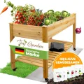 Premium Hochbeet aus Holz mit Rollen für Balkon 122x59x81,5cm perfektes Hochbeet für Kinder oder als Kräuterbeet für die Terrasse, Erdbeerbeet - Thumbnail 1
