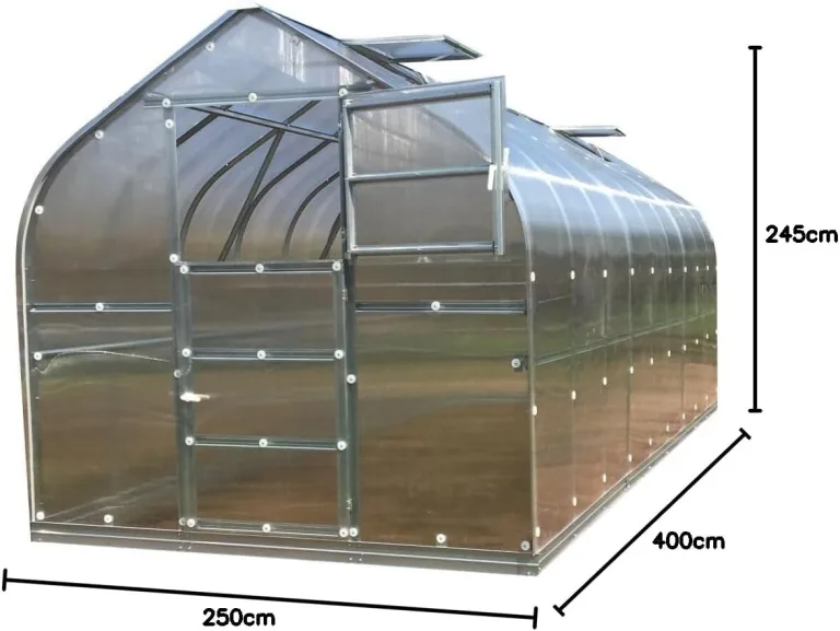 Gewächshaus KLASIKA STANDART 10 (2,5 x 4 m) mit Fundament, 6 mm Polycarbonat und dachluken mit automatischen Öffnern. – Bild 3