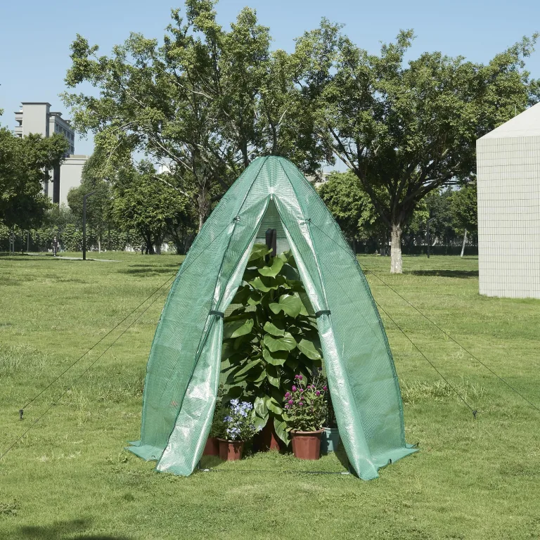 [en.casa] Gewächshaus Hunze Foliengewächshaus zur Anzucht Überwinterungszelt mit Reißverschluss Frühbeet PE-Plane Tomatengewächshaus Pflanzenschutz 183x160cm Weiß – Bild 9