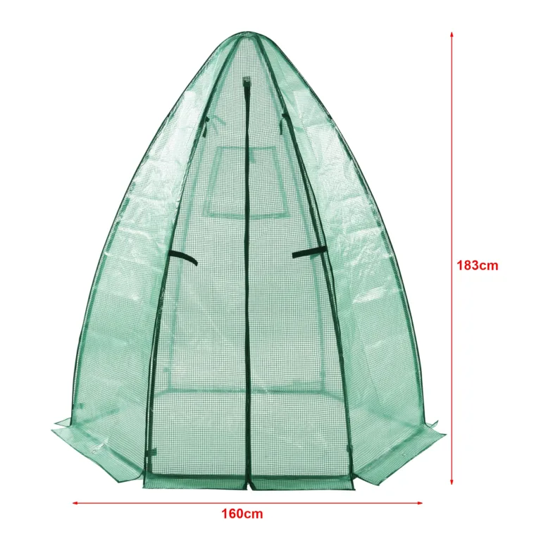 [en.casa] Gewächshaus Hunze Foliengewächshaus zur Anzucht Überwinterungszelt mit Reißverschluss Frühbeet PE-Plane Tomatengewächshaus Pflanzenschutz 183x160cm Grün – Bild 4