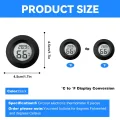 Digital Hygrometer Thermometer für Innenräume: Nizirioo 6 Pack LCD Mini Luftfeuchtigkeitsmesser, ℃/℉ Raumthermometer Mini Hygrometer für Gewächshaus Keller Babyzimmer, Schwarz Rund - Thumbnail 2