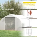 Outsunny Gewächshaus für den Garten, 4 x 3 m, Tunnel-Gewächshaus mit PE-Abdeckung und Rollwand, Tür und 8 Netzfenster, inklusive Etiketten und Handschuhen, weiß - Thumbnail 7