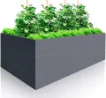 Hochbeet für Garten 200x100x63 cm Metall, Holzoptik - Hochbeet-Kit aus Premium-Polymerbeschichtetem Stahl, Rechteckig, Langlebiges Gartenbeet für Kräuter und Gemüse mit Maulwurfnetz - Thumbnail 7
