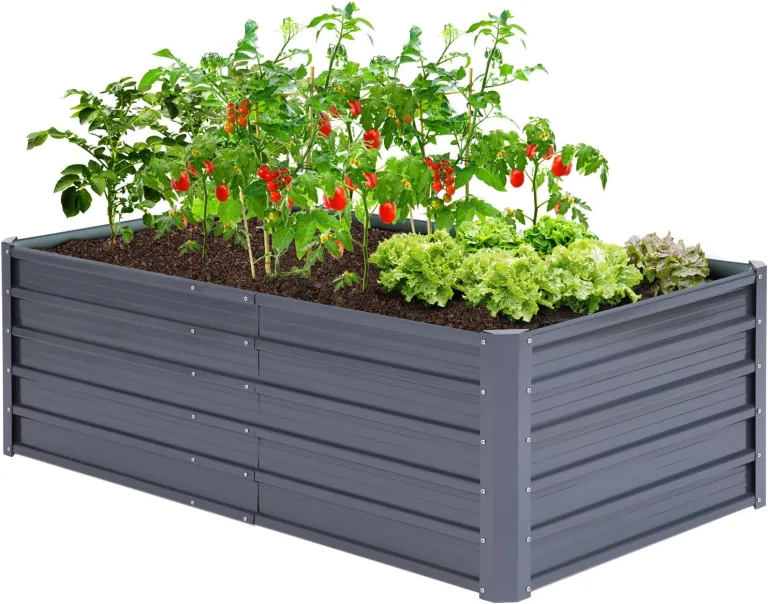 Ohuhu Hochbeet Metall Pflanzenbeet 180x90x60 cm, Hochbeete für Garten aus robustem Stahlblech mit stabilem Design, Rostschutz und Langer Haltbarkeit – Ideal für Gemüse, Kräuter & Blumen Anthrazit – Bild 1
