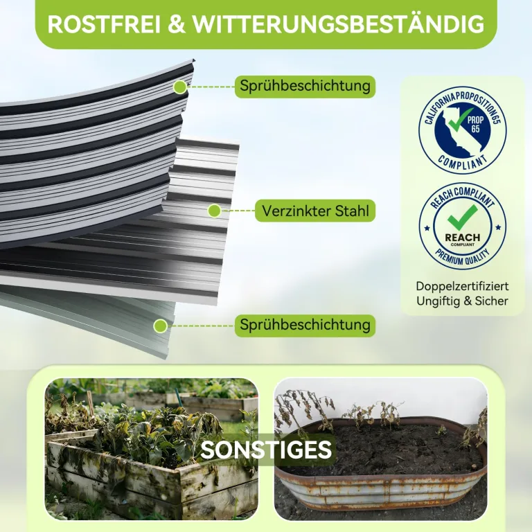 Ohuhu Metall Hochbeet Pflanzenbeet 240x90x60 cm, Hochbeete für Garten aus Robustes Stahlblech, Rostgeschützt & Stabil, Ideal für Garten Gemüse Kräuter Blumen Anthrazit – Bild 5
