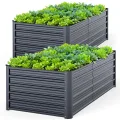 Ohuhu Metall Hochbeet Pflanzenbeet 240x90x60 cm, Hochbeete für Garten aus Robustes Stahlblech, Rostgeschützt & Stabil, Ideal für Garten Gemüse Kräuter Blumen Anthrazit - Thumbnail 9