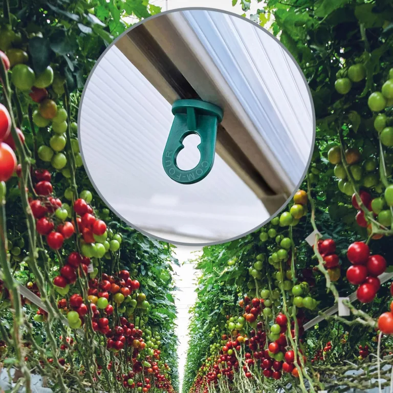 com-four® 100x Gewächshausclips - Aufhängevorrichtungen für Gewächshaus und Wintergarten - Ösen für Gewächshausschienen - Rankhilfeclips stake Clips mit hoher Tragkraft (100 Clips - grün) – Bild 4
