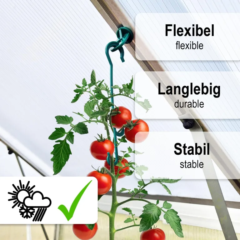 com-four® 120x Rispenhaken, Tomatenhaken, Pflanzenklemmen J-Haken - Rankhilfen für Kletterpflanzen - Pflanzenhaken für Rankgewächse - Stützklammern für Tomaten, Pflanzenclips, Tomatenclips – Bild 2