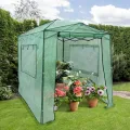 HOMASIS Foliengewächshaus, tragbarer Gewächshaus mit Rolltoren & 2 Fenstern, Tomatengewächshaus mit klappbarem Metallrahmen & PE-Abdeckung, Winterfest Treibhaus für Garten,250 x 180 x 230 cm, Grün - Thumbnail 8
