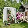 HOMASIS Gewächshaus, Foliengewächshaus mit Rolltor, 100x50x170cm, kleines Gartengewächshaus für Pflanzen, Treibhaus aus PE Gitterfolie & Metall, Gartenhaus für Garten, Balkon, Terrasse (grün) – Bild 2