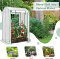 HOMASIS Gewächshaus, Foliengewächshaus mit Rolltor, 100x50x170cm, kleines Gartengewächshaus für Pflanzen, Treibhaus aus PE Gitterfolie & Metall, Gartenhaus für Garten, Balkon, Terrasse (grün) - Thumbnail 9