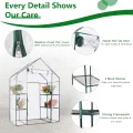 HOMASIS Gewächshaus mit 6 Ablageflächen, transparentes Foliengewächshaus aus PVC, Treibhaus mit Rolltor, Pflanzenhaus mit Metallrahmen, Blumenhaus für Winter, 143 x 73 x 195 cm, Weiß - Thumbnail 8