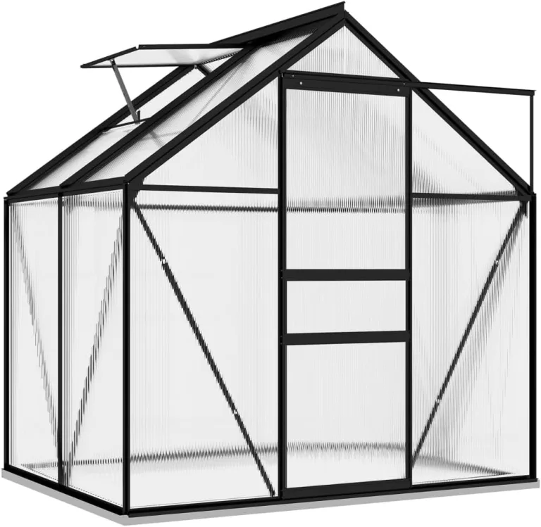 Anlehngewächshaus Anthrazit Aluminium 2,47 m² 190x130x202 cm Gewächshaus Winterfest Wintergarten Gewächshaus Balkon Tomatengewächshaus Wintergewächshaus Schutz der Pflanzen vor Kälte – Bild 4