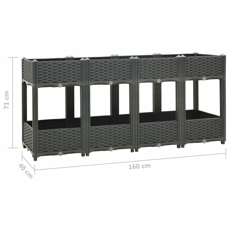 ARKEM Hochbeet 160x40x71 cm Polypropylen Pflanzkasten Balkon Hochbeete-Kit GewäChshaus Holz – Bild 6