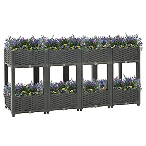 ARKEM Hochbeet 160x40x71 cm Polypropylen Pflanzkasten Balkon Hochbeete-Kit GewäChshaus Holz – Bild 7