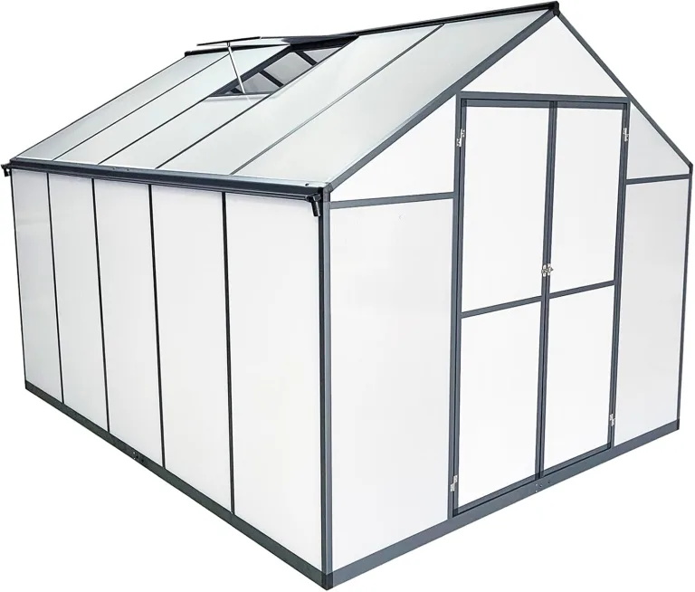 Aluminium Gewächshaus für den Garten 7,33m² inklusive 238 x 301cm Fundament Doppeltür vielseitig nutzbar als Treibhaus,Frühbeet Aufzucht,Tomatenhaus und Pflanzenhaus – Bild 3