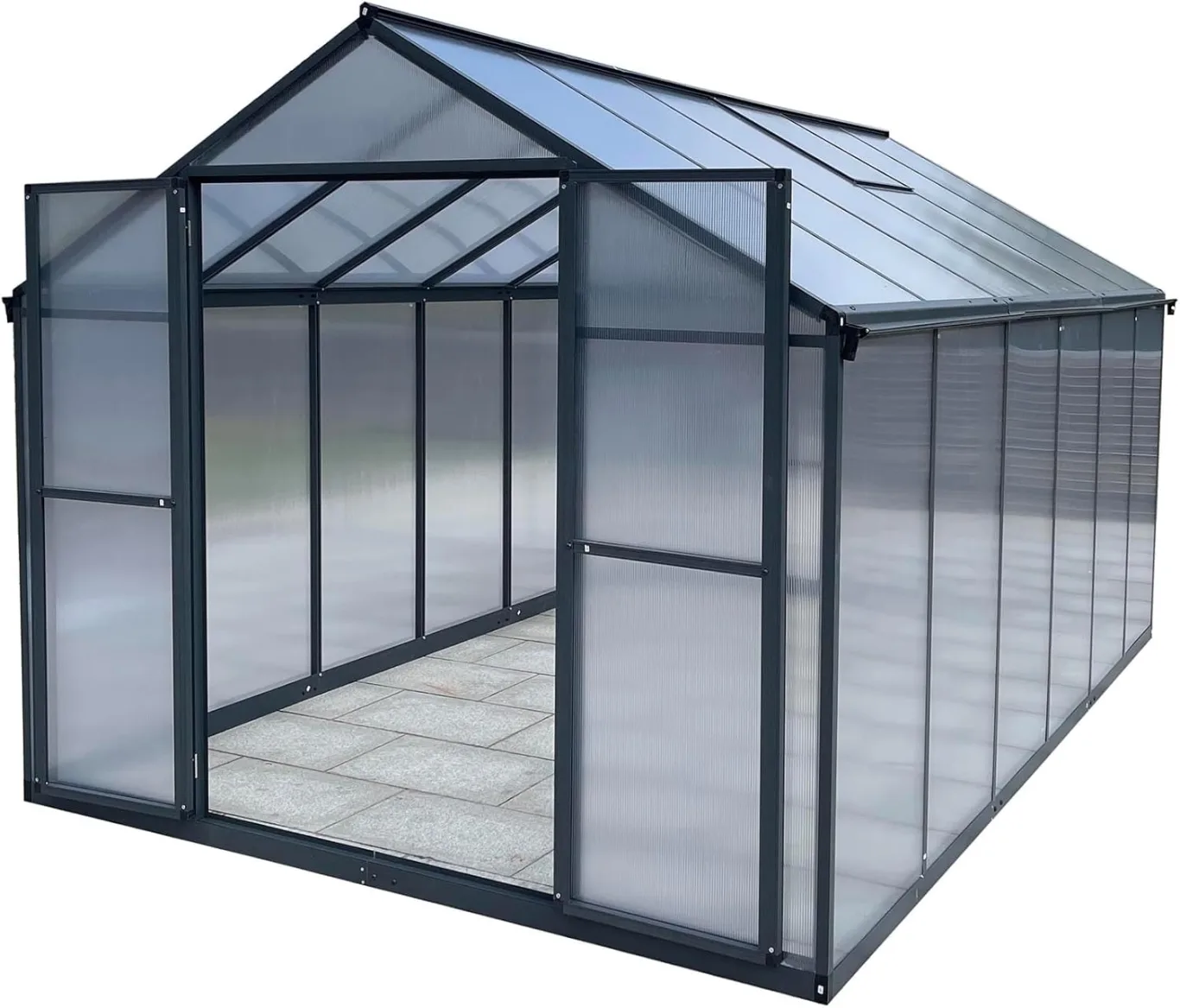 Aluminium Gewächshaus für den Garten 8,23m² inklusive 238 x 361cm Fundament Doppeltür vielseitig nutzbar als Treibhaus,Frühbeet Aufzucht,Tomatenhaus und Pflanzenhaus - Bild 1