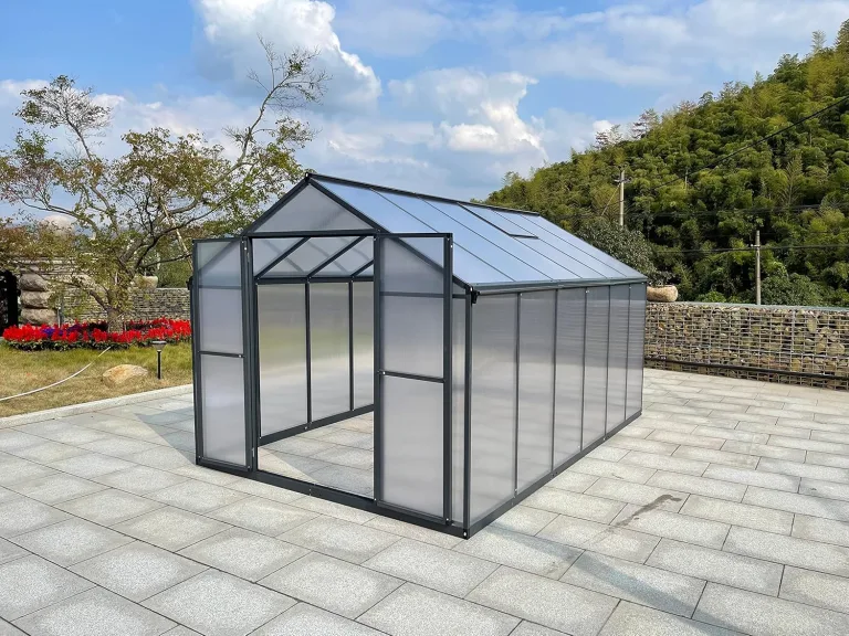 Aluminium Gewächshaus für den Garten 8,23m² inklusive 238 x 361cm Fundament Doppeltür vielseitig nutzbar als Treibhaus,Frühbeet Aufzucht,Tomatenhaus und Pflanzenhaus – Bild 2