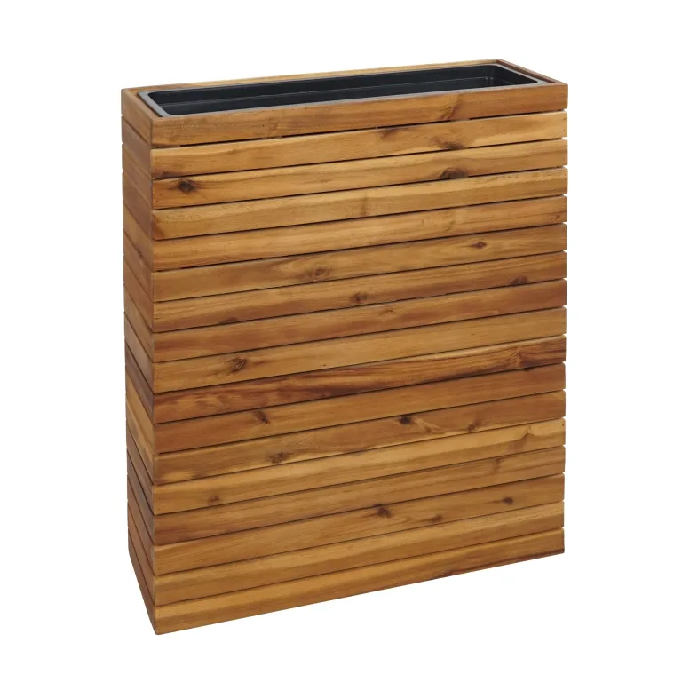 Pflanzkasten HWC-L21AM, Hochbeet Pflanzkübel Blumentopf, eckig 77x63x23cm Outdoor Akazie Holz FSC®-Zertifiziert, braun – Bild 4