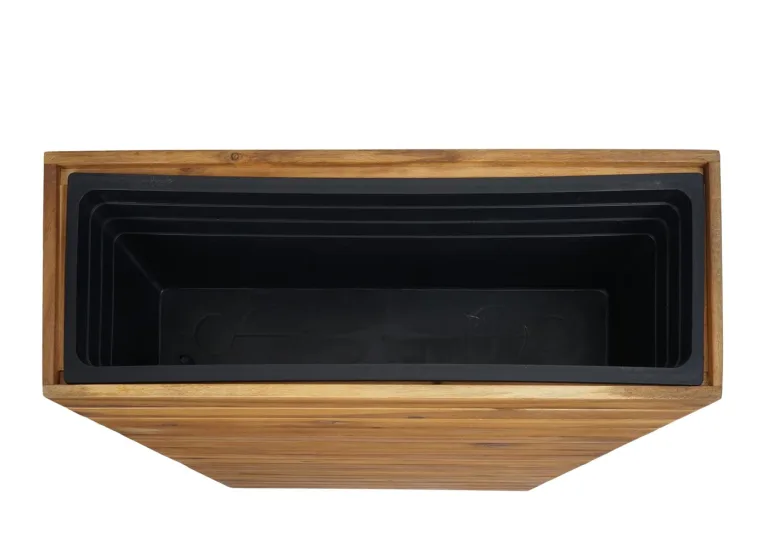Pflanzkasten HWC-L21AM, Hochbeet Pflanzkübel Blumentopf, eckig 77x63x23cm Outdoor Akazie Holz FSC®-Zertifiziert, braun – Bild 8