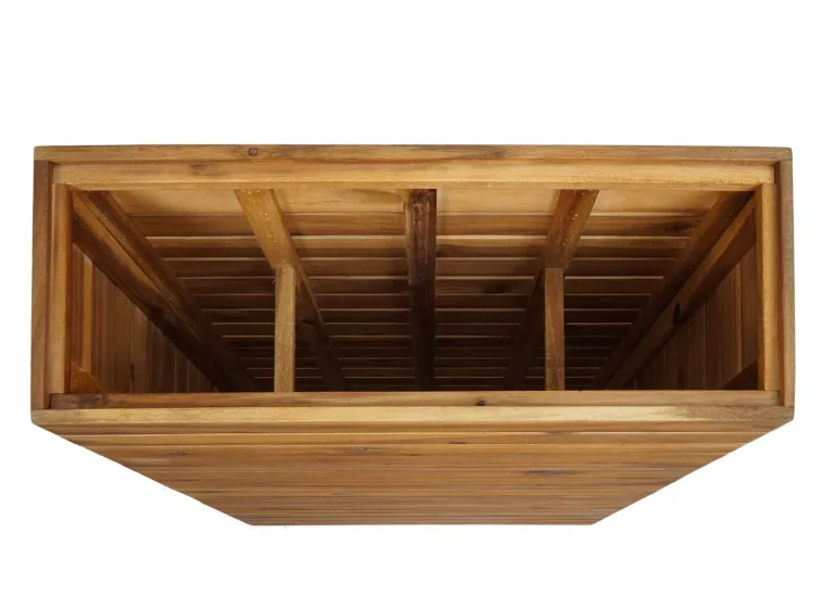 Pflanzkasten HWC-L21AM, Hochbeet Pflanzkübel Blumentopf, eckig 77x63x23cm Outdoor Akazie Holz FSC®-Zertifiziert, braun – Bild 9