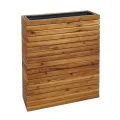 Pflanzkasten HWC-L21AM, Hochbeet Pflanzkübel Blumentopf, eckig 77x63x23cm Outdoor Akazie Holz FSC®-Zertifiziert, braun - Thumbnail 4