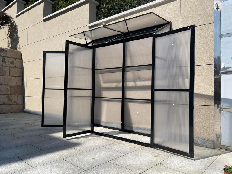 Tomatenhaus Anlehngewächshaus Aufzuchtschrank Treibhaus Frühbeet Pflanzenhaus Aluminium Beistell-Gewächshaus klein mit Rückwand 180x55X190 cm(Schwarz) – Bild 5