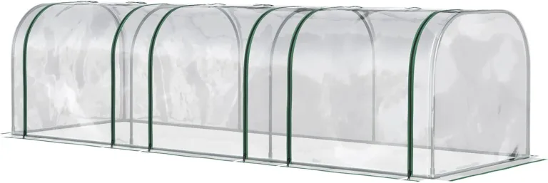 Outsunny Gewächshaus, Winterfest Foliengewächshaus mit aufrollbaren Reißverschlusstür Treibhaus aus Stahl, Tomatenhaus 295 x 100 x 80 cm, Tomatengewächshaus für Tomaten, Gemüse, Transparent – Bild 1