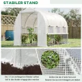 Outsunny Foliengewächshaus, 2,95 x 2 x 2 m Tunnel-Gewächshaus, Treibhaus mit aufrollbarem Fenster, UV-Schutz, Winddichtes Tomatenhaus, für Garten, Balkon, Stahl, Weiß - Thumbnail 5