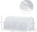 Outsunny Gewächshaus Foliengewächshaus mit UV-Schutz, 3,97 x 3 x 2 m Tomatenhaus mit Seitentür, Winddichtes Folientunnel Gewächshaus für Garten, Balkon, Stahl, Weiß - Thumbnail 7