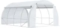 Outsunny Gewächshaus Foliengewächshaus mit UV-Schutz, 3,97 x 3 x 2 m Tomatenhaus mit Seitentür, Winddichtes Folientunnel Gewächshaus für Garten, Balkon, Stahl, Weiß - Thumbnail 1