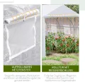 Outsunny Foliengewächshaus, 3,5 x 3 x 3 m Gewächshaus, Tomatenhaus mit UV-Schutz, Mesh-Fenster, Winddichtes Treibhaus für Garten, Balkon, Metall, Weiß - Thumbnail 6