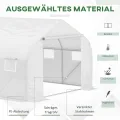Outsunny Foliengewächshaus, 3,5 x 3 x 3 m Gewächshaus, Tomatenhaus mit UV-Schutz, Mesh-Fenster, Winddichtes Treibhaus für Garten, Balkon, Metall, Weiß - Thumbnail 4